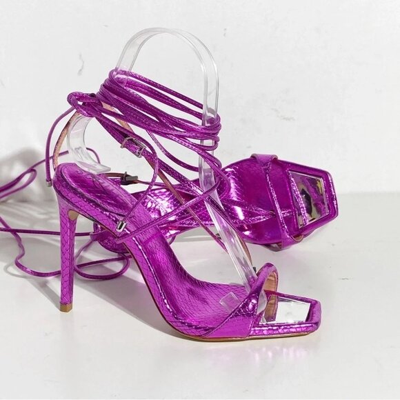 New Schutz Vikki Ankle Tie Sandal Bright Violet Purple size 5.5 - Picture 2 of 6